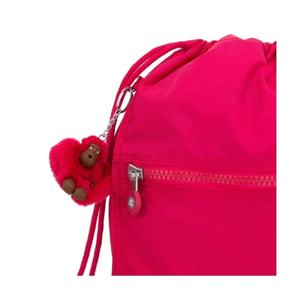 Kipling Pink Drawstring Backpack Monkey Charm Fro… - image 3